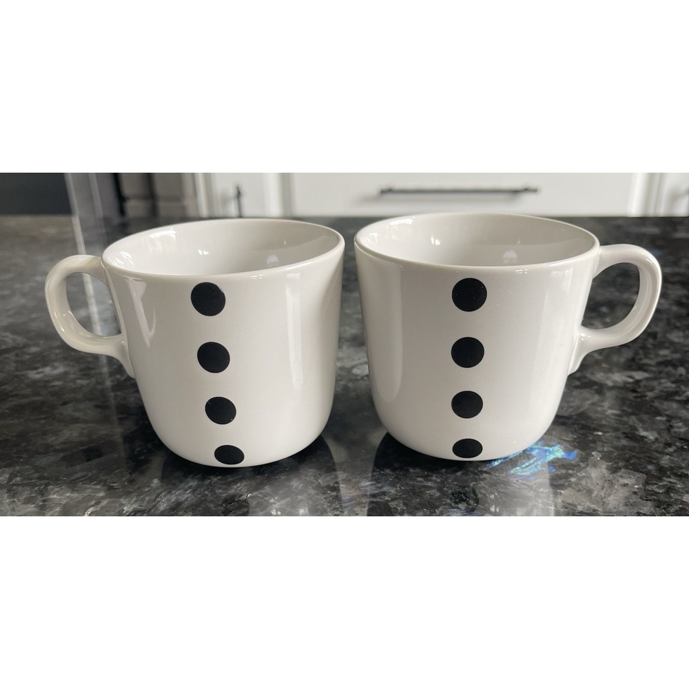 Ikea Ungdom Set Of 4 Black White Dots Stripes Ceramic Coffee Mugs READ - Picture 3 of 12